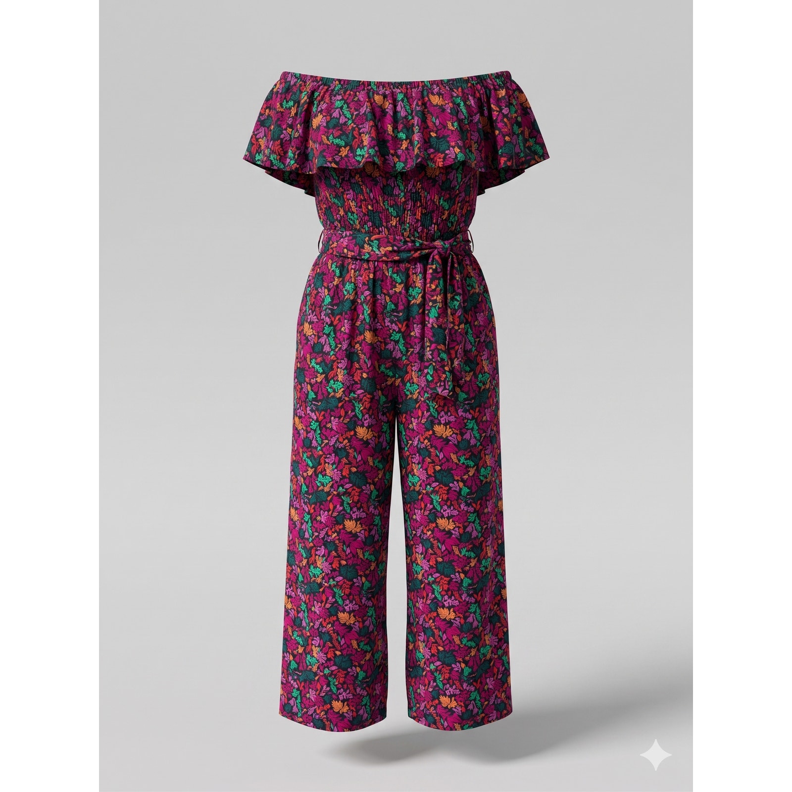 Ava & Viv Womens 3x Tropical Vacation Resortwear Floral Linen Wide Leg Jumpsuit